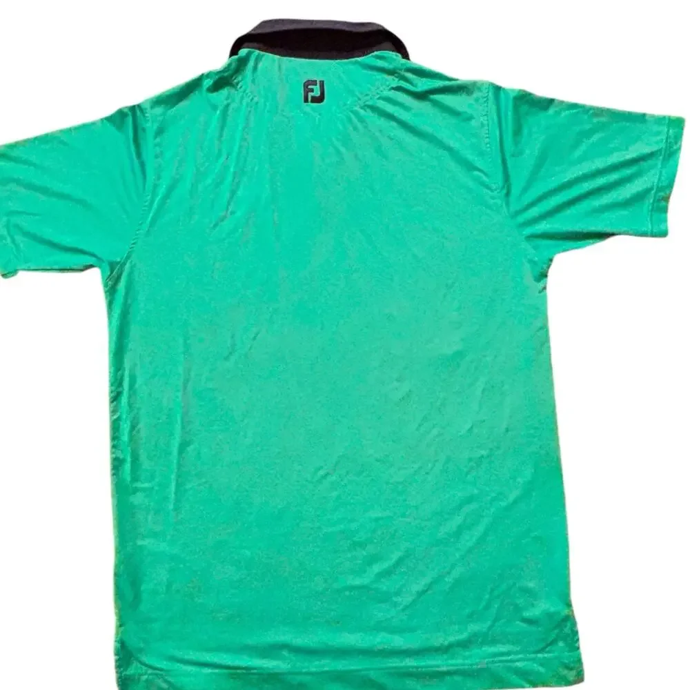 FootJoy Green Golf Polo Contrast Collar & Placket Medium Wild Dunes CC Logo